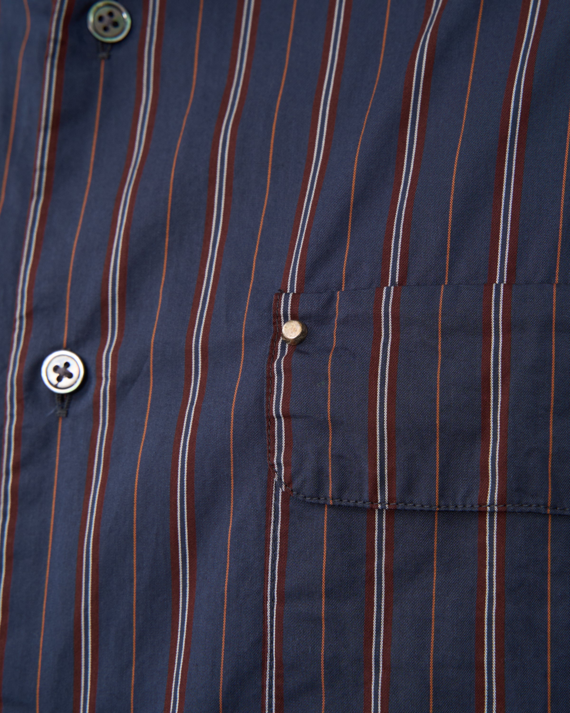 TOHNAI Regular Collar Shirt, Navy Stripe