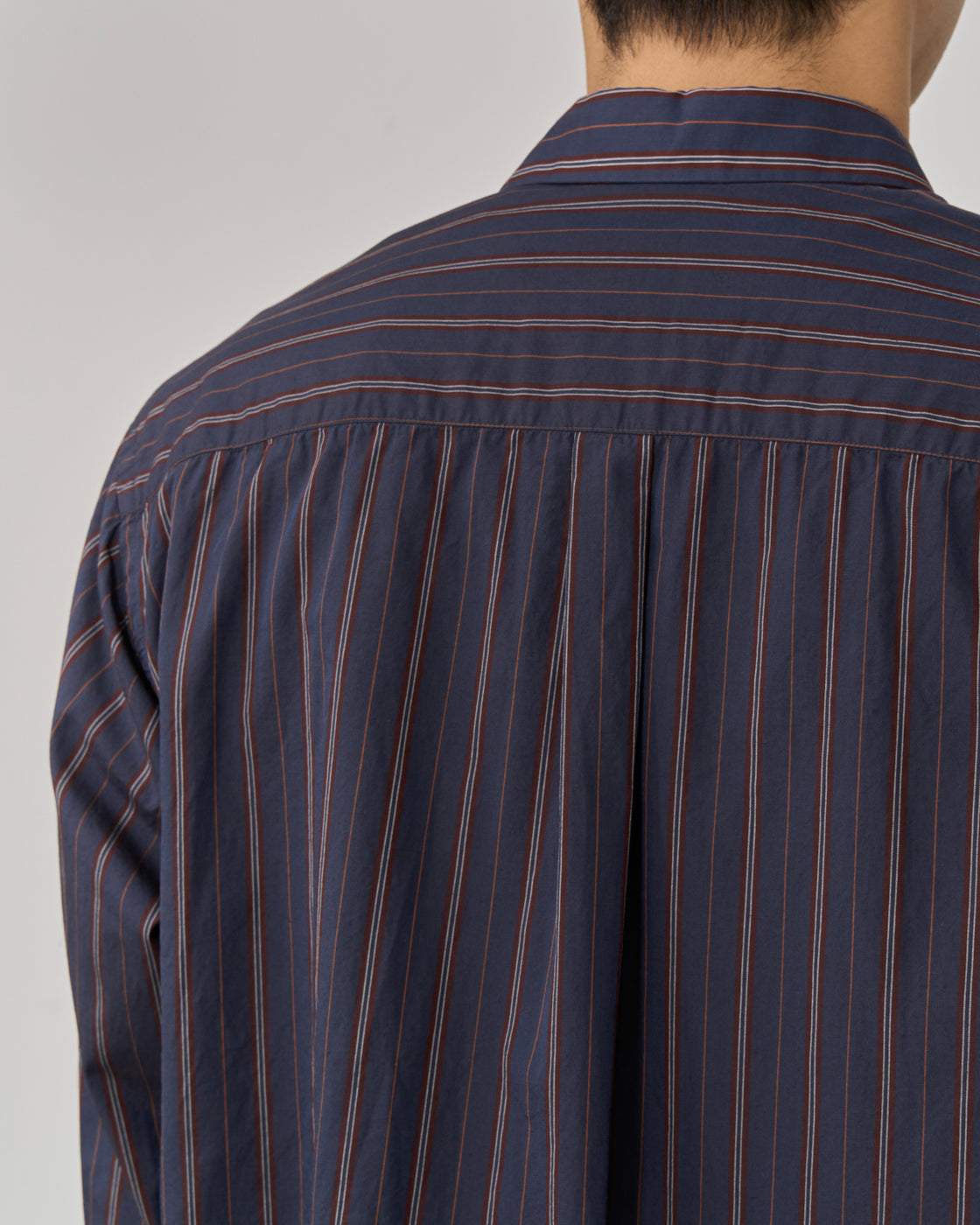 TOHNAI Regular Collar Shirt, Navy Stripe