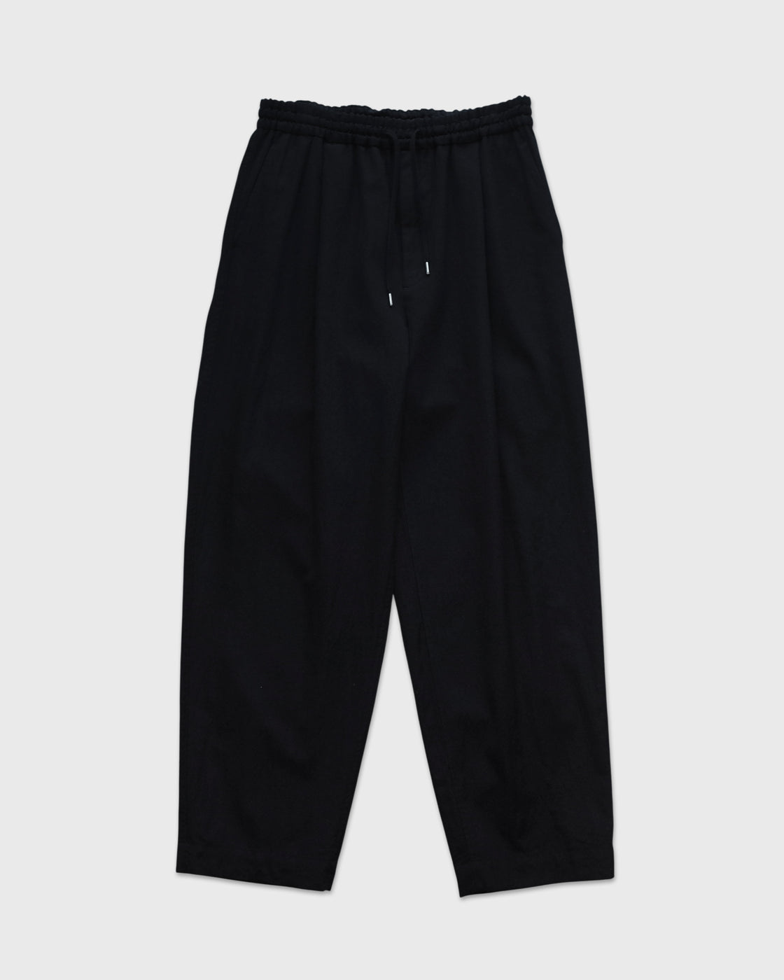 TOHNAI Wool Silk Gabardine Relaxed Trousers, Black