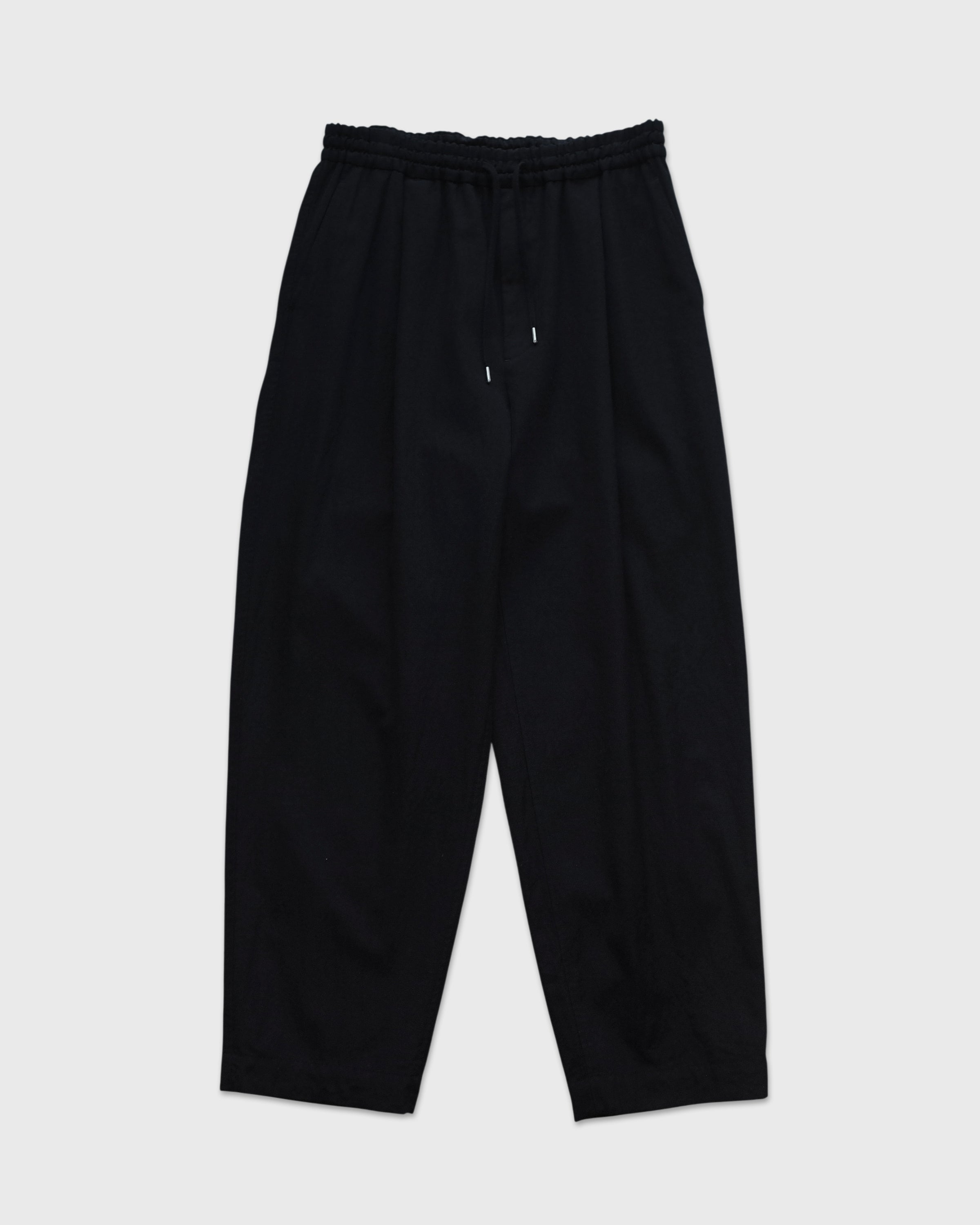 TOHNAI Wool Silk Gabardine Relaxed Trousers, Black