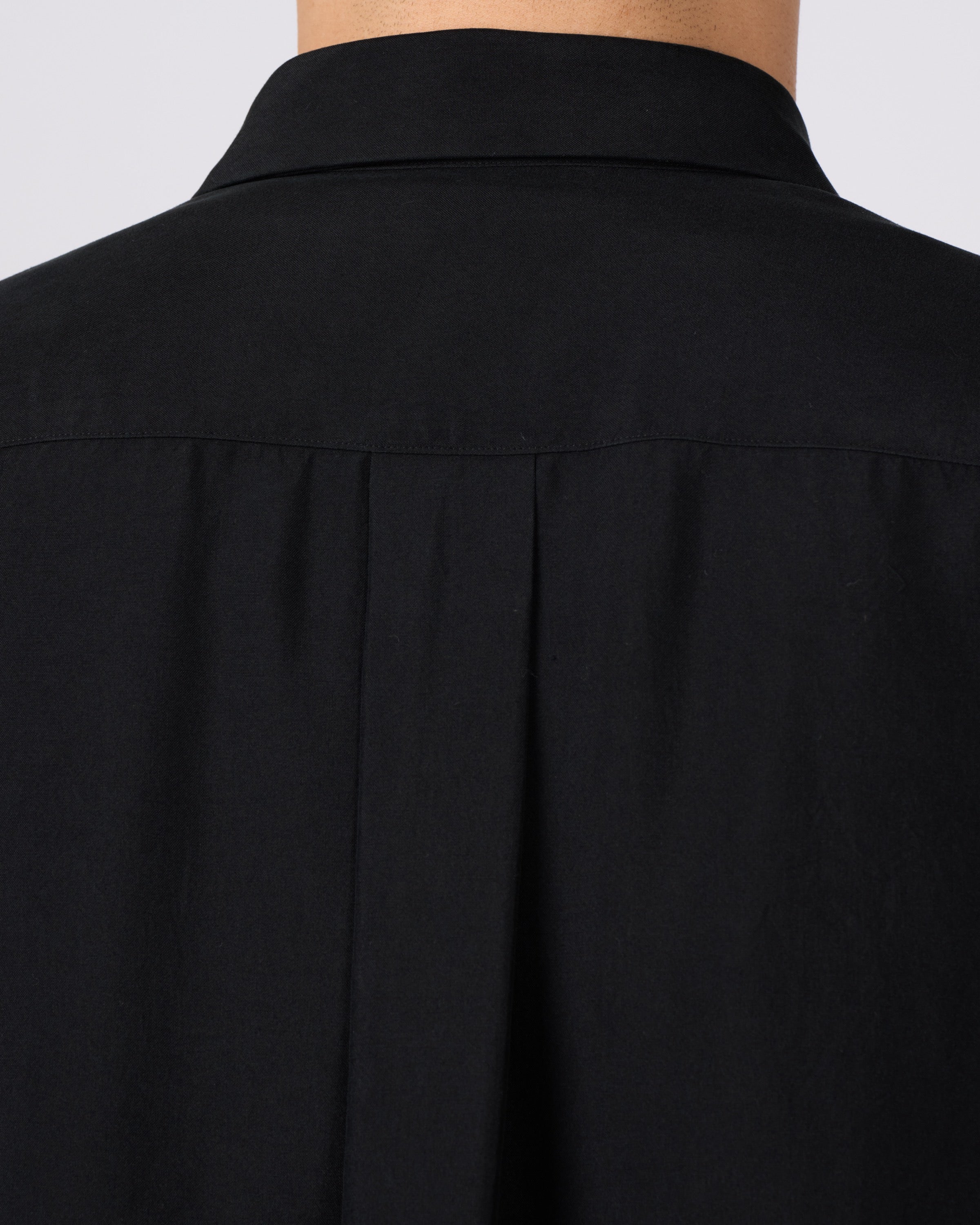 TOHNAI Tough Silk Poplin Regular Collar Shirt, Black