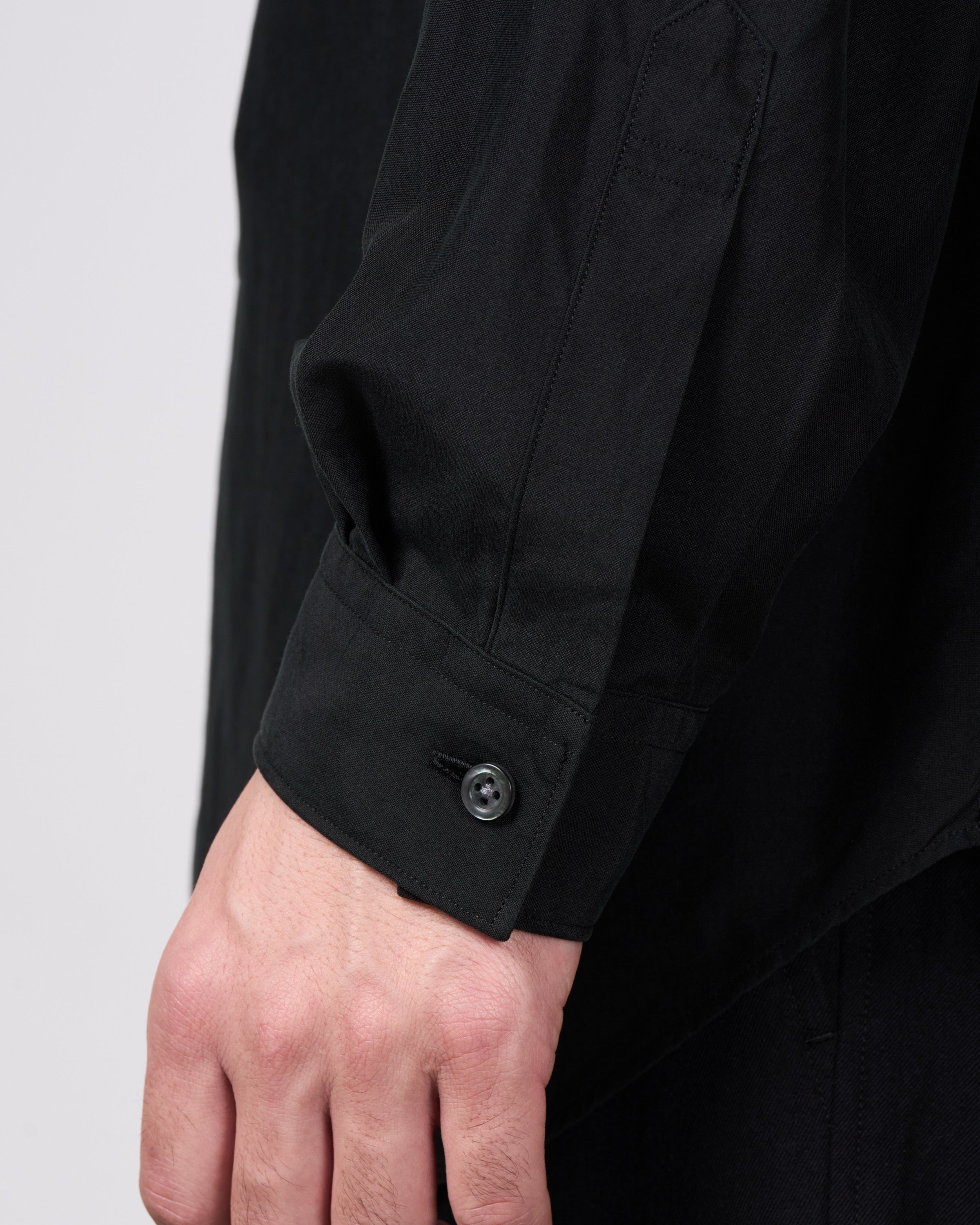 TOHNAI Tough Silk Poplin Regular Collar Shirt, Black