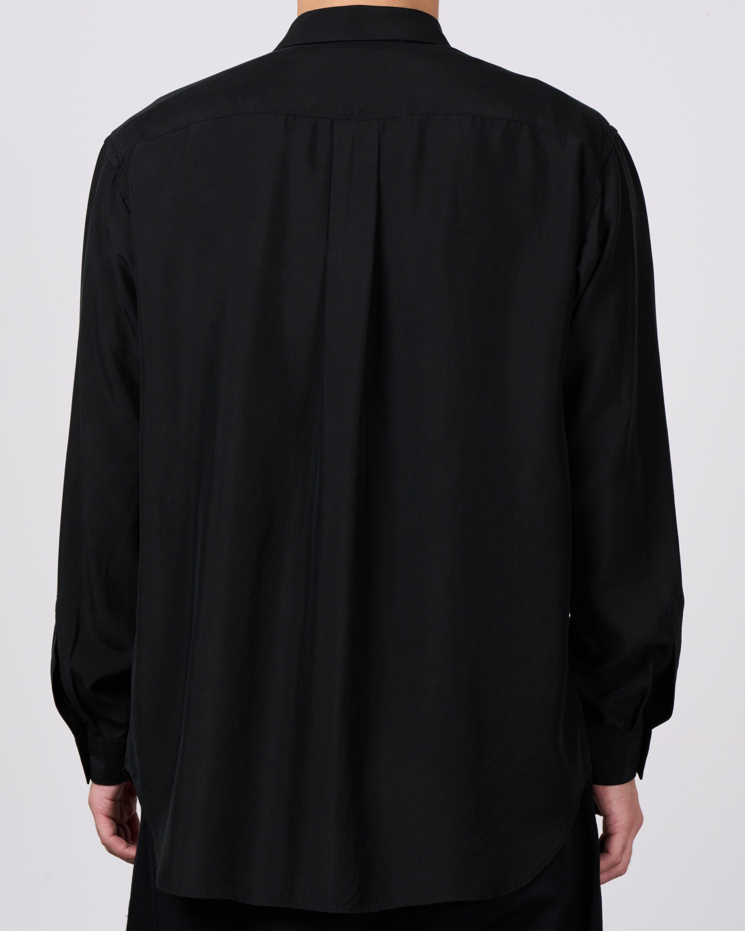 TOHNAI Tough Silk Poplin Regular Collar Shirt, Black