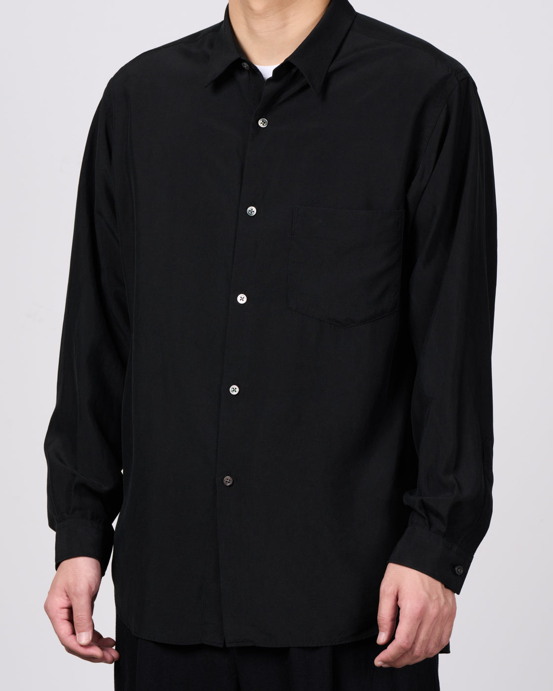 TOHNAI Tough Silk Poplin Regular Collar Shirt, Black