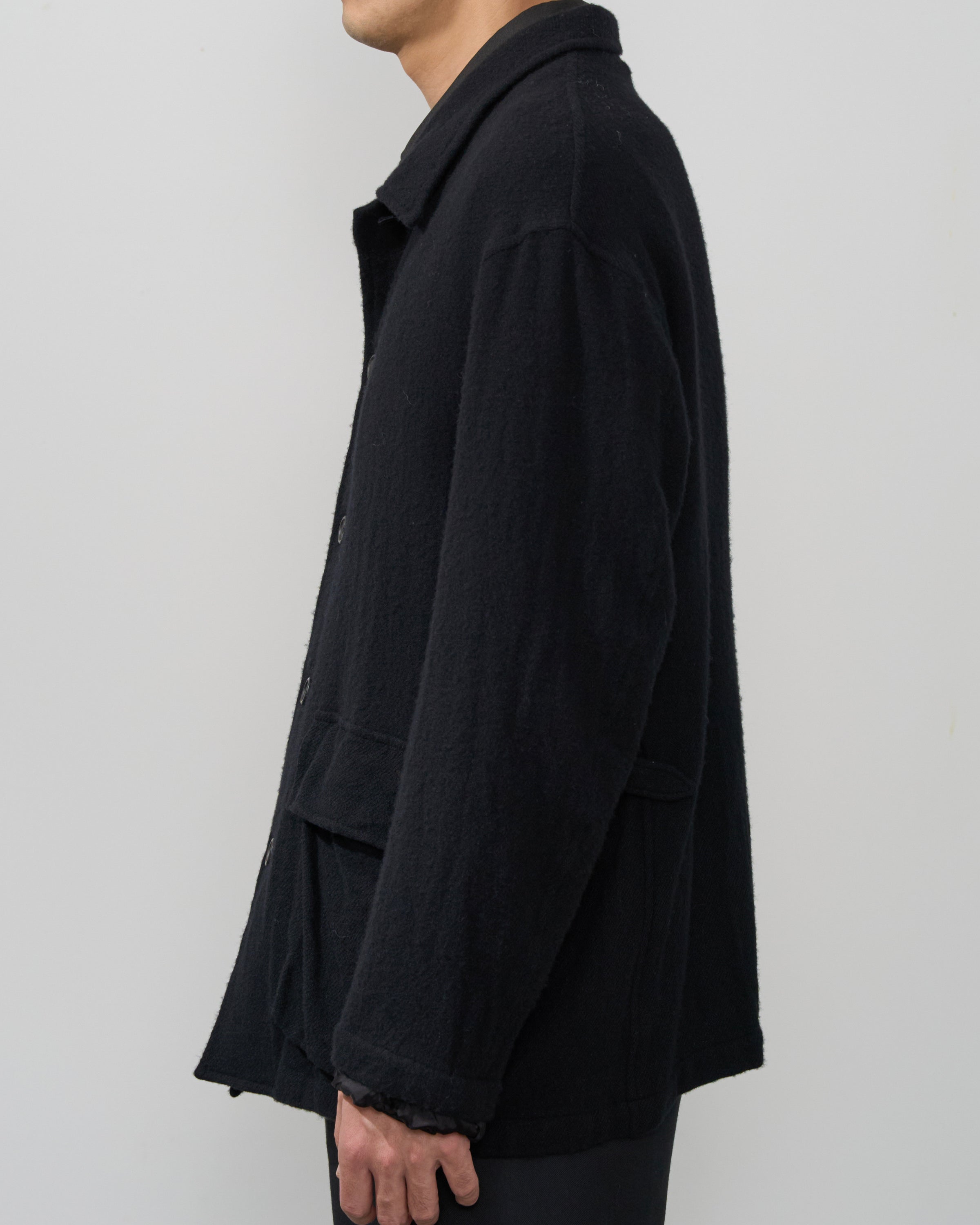 TOHNAI Washed Wool Work Jacket, Black