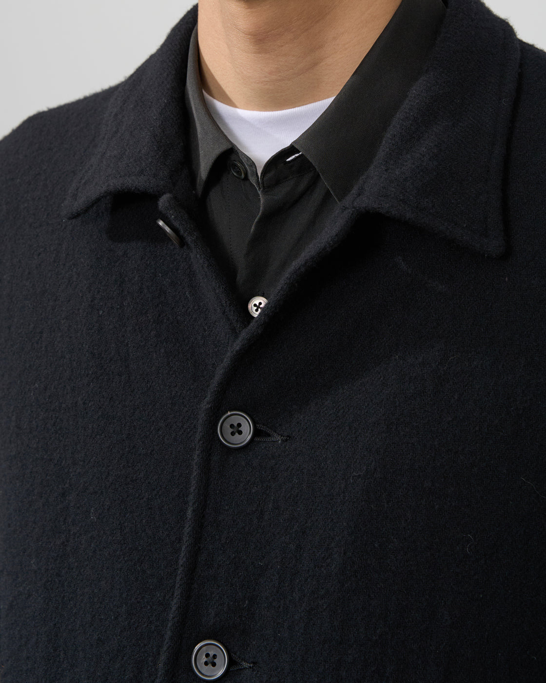 TOHNAI Washed Wool Work Jacket, Black