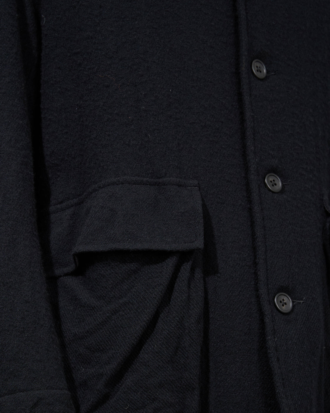 TOHNAI Washed Wool Work Jacket, Black