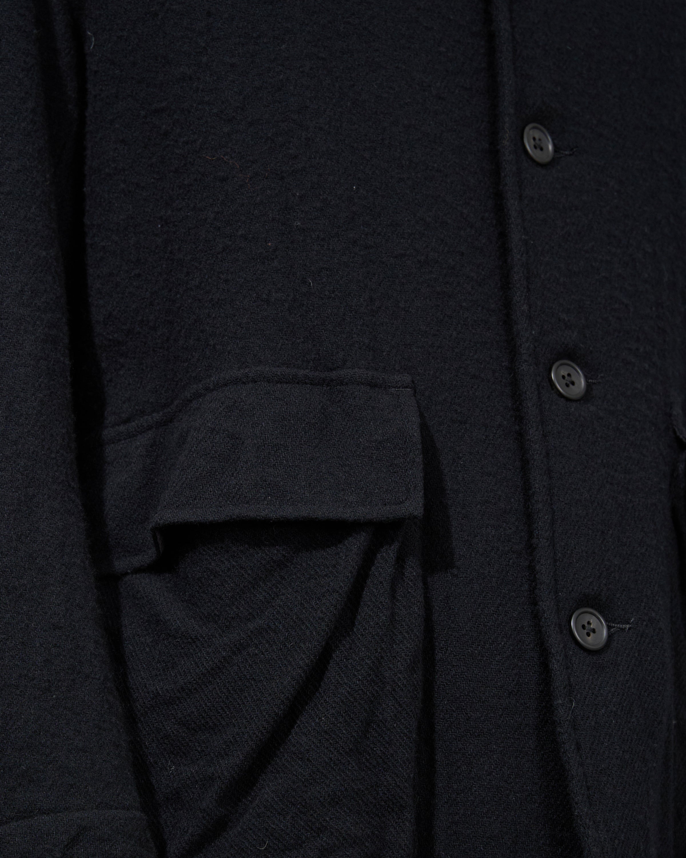 TOHNAI Washed Wool Work Jacket, Black