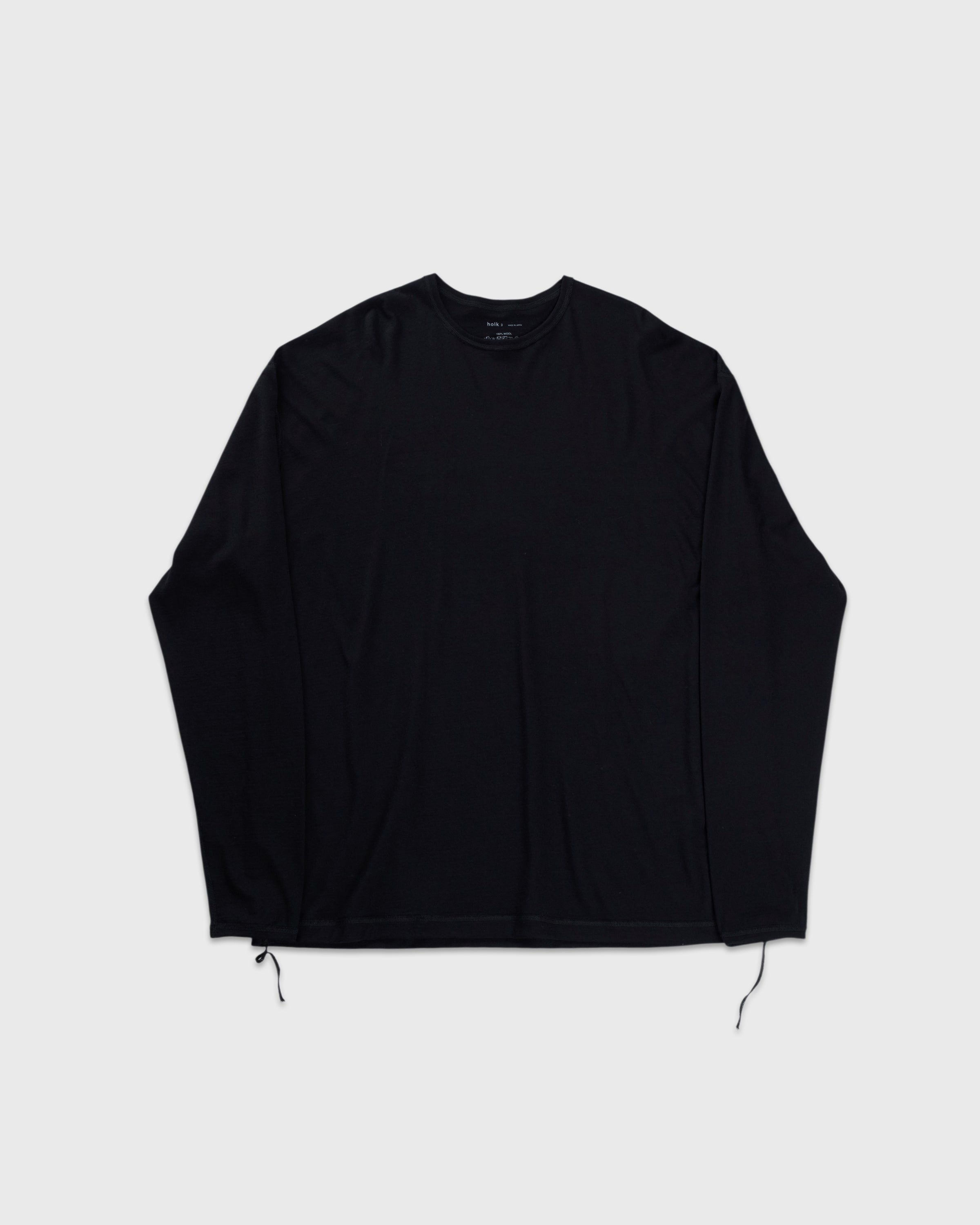 holk Wool Long Sleeve Tee, Black