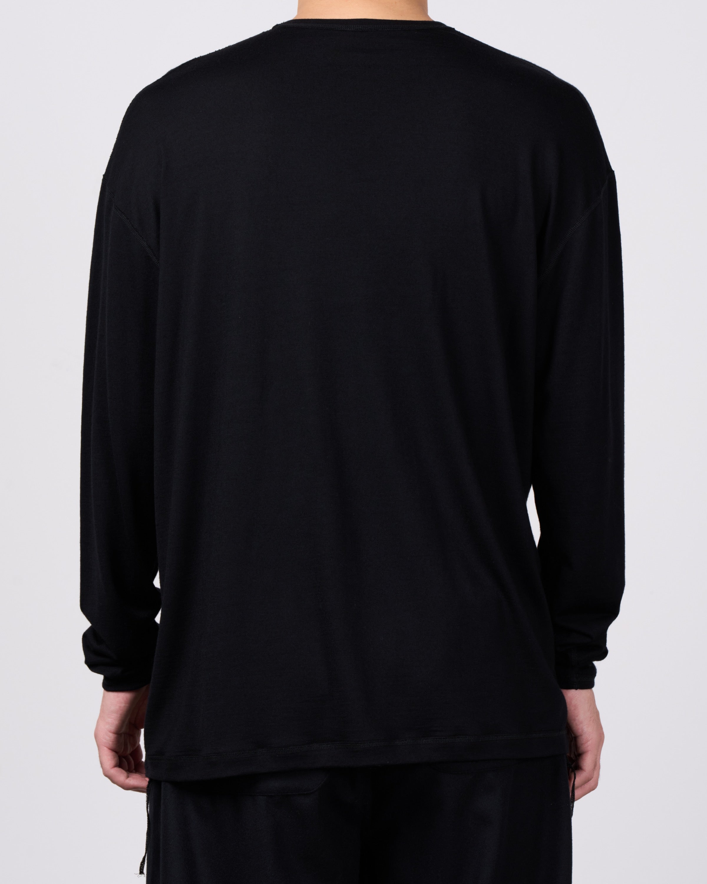 holk Wool Long Sleeve Tee, Black