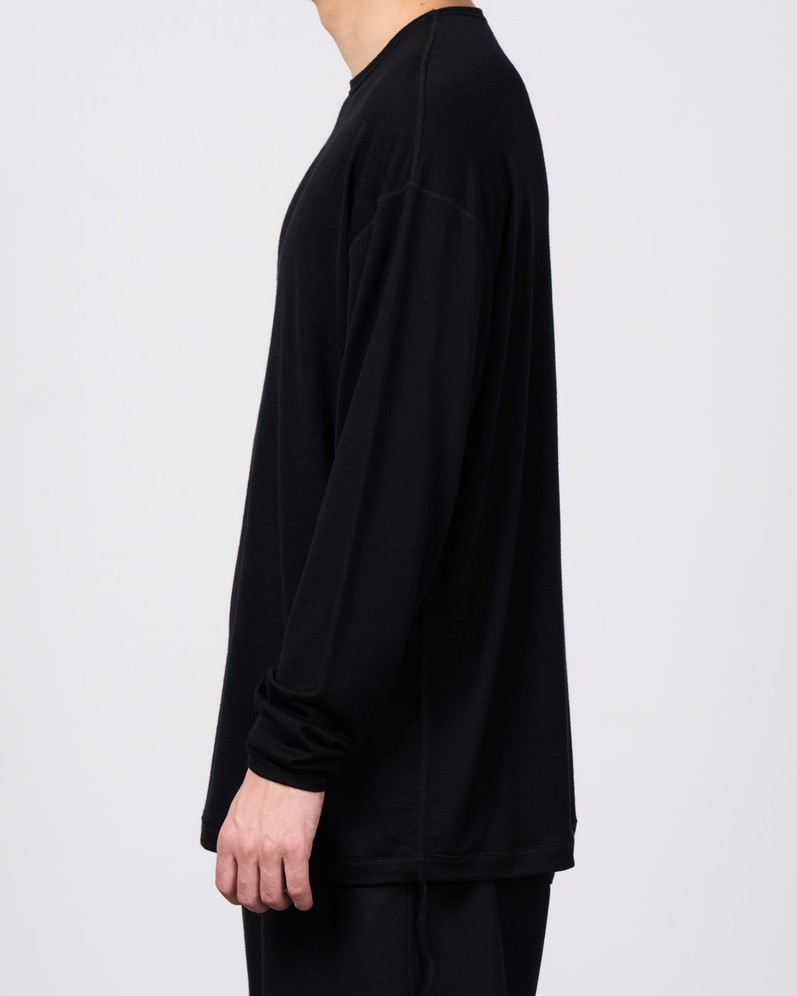 holk Wool Long Sleeve Tee, Black