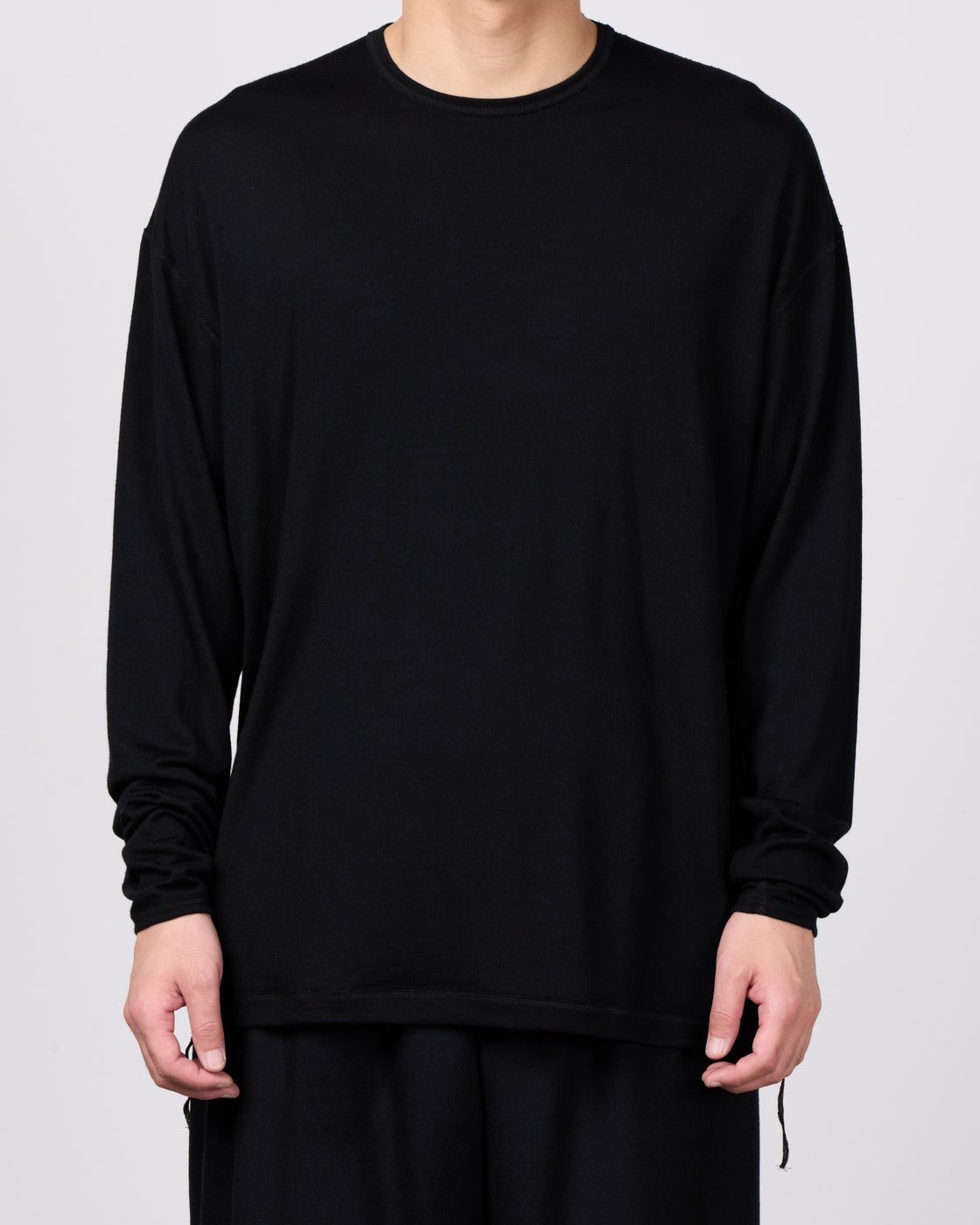 holk Wool Long Sleeve Tee, Black