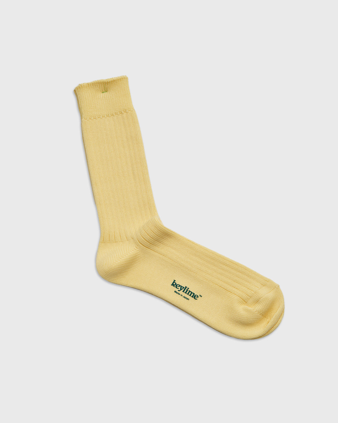 keylime Cotton Rib Socks, Lemon Yellow