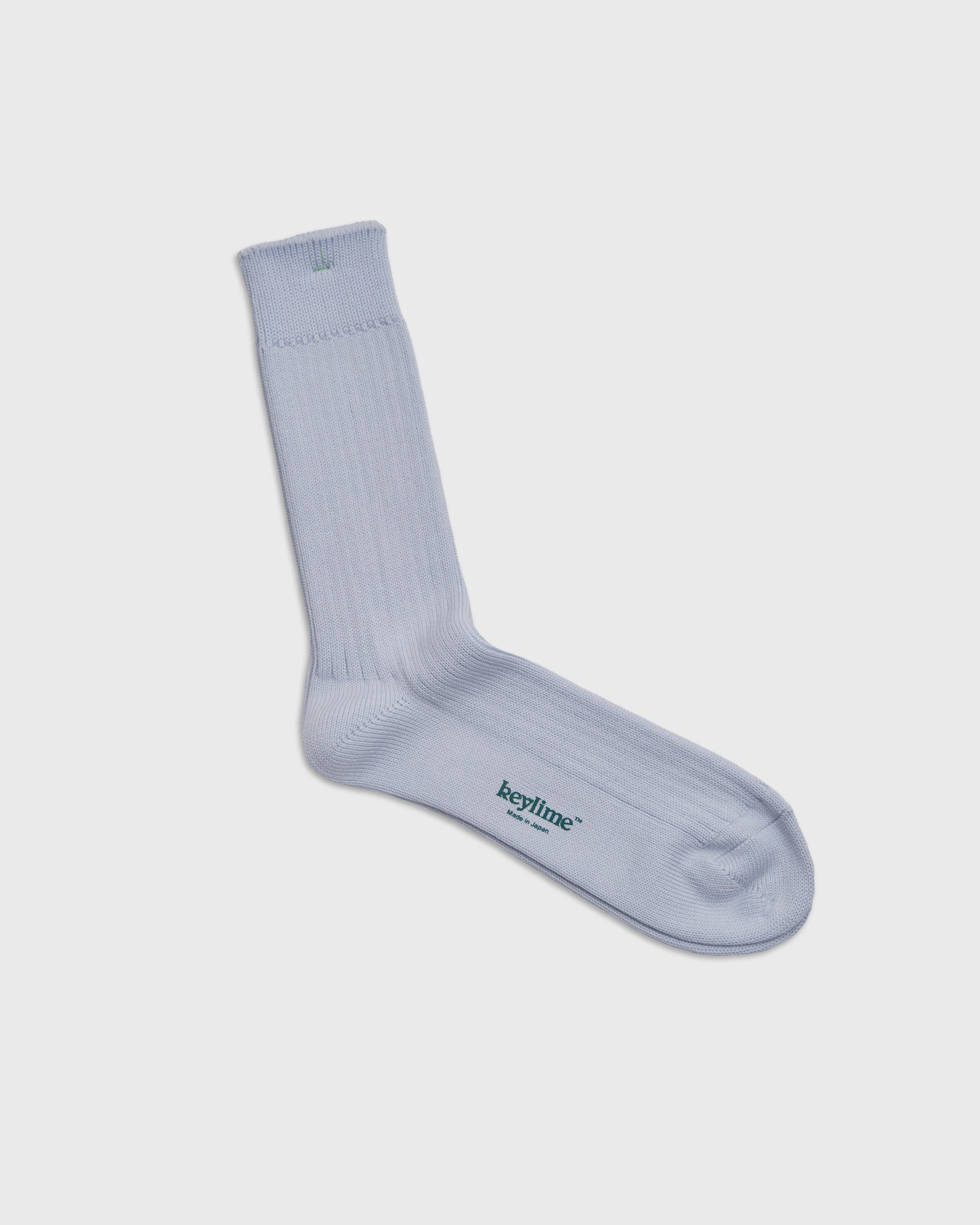 keylime Cotton Rib Socks, Light Blue