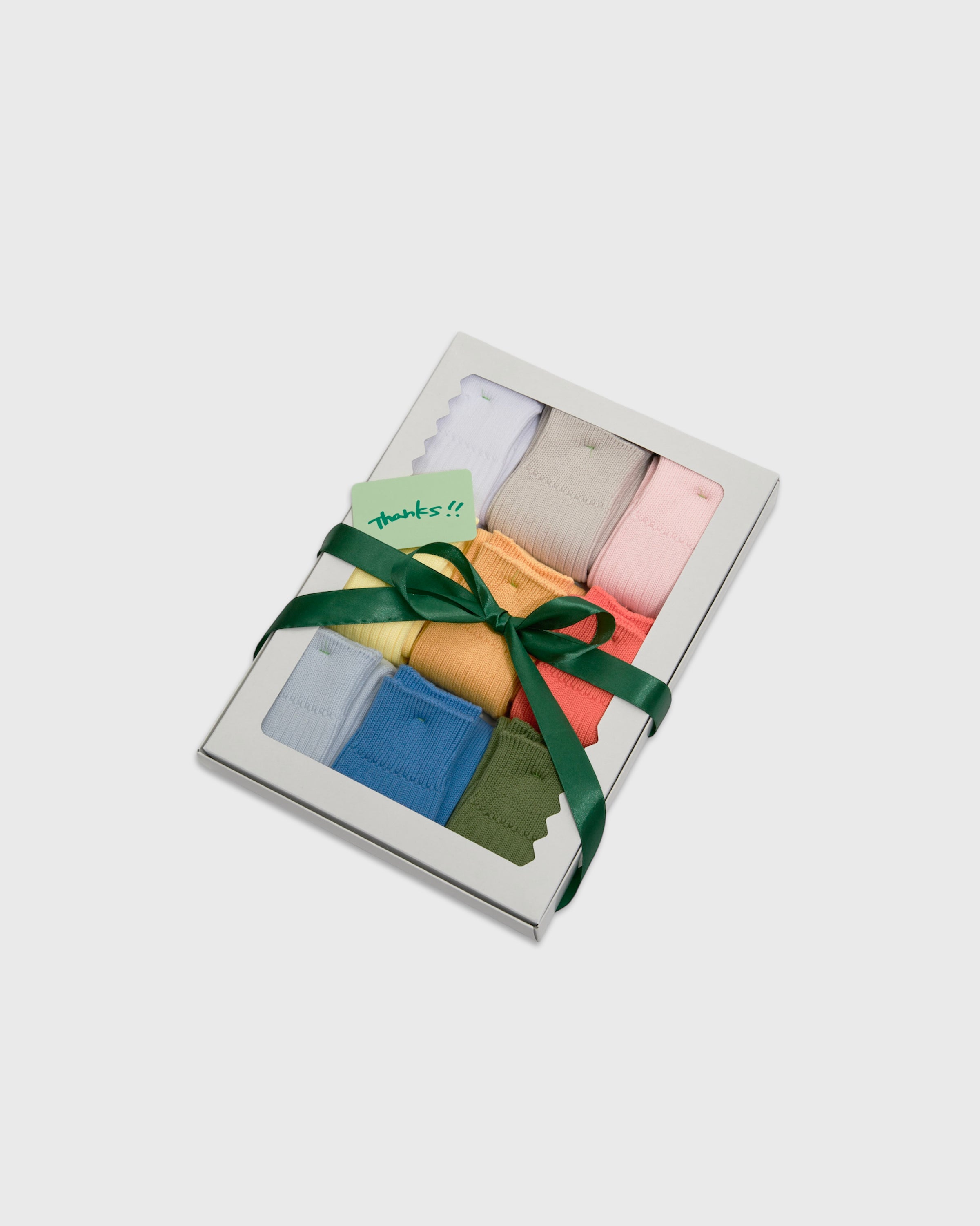 keylime Cotton Rib Socks, 9 Colors Gift Box