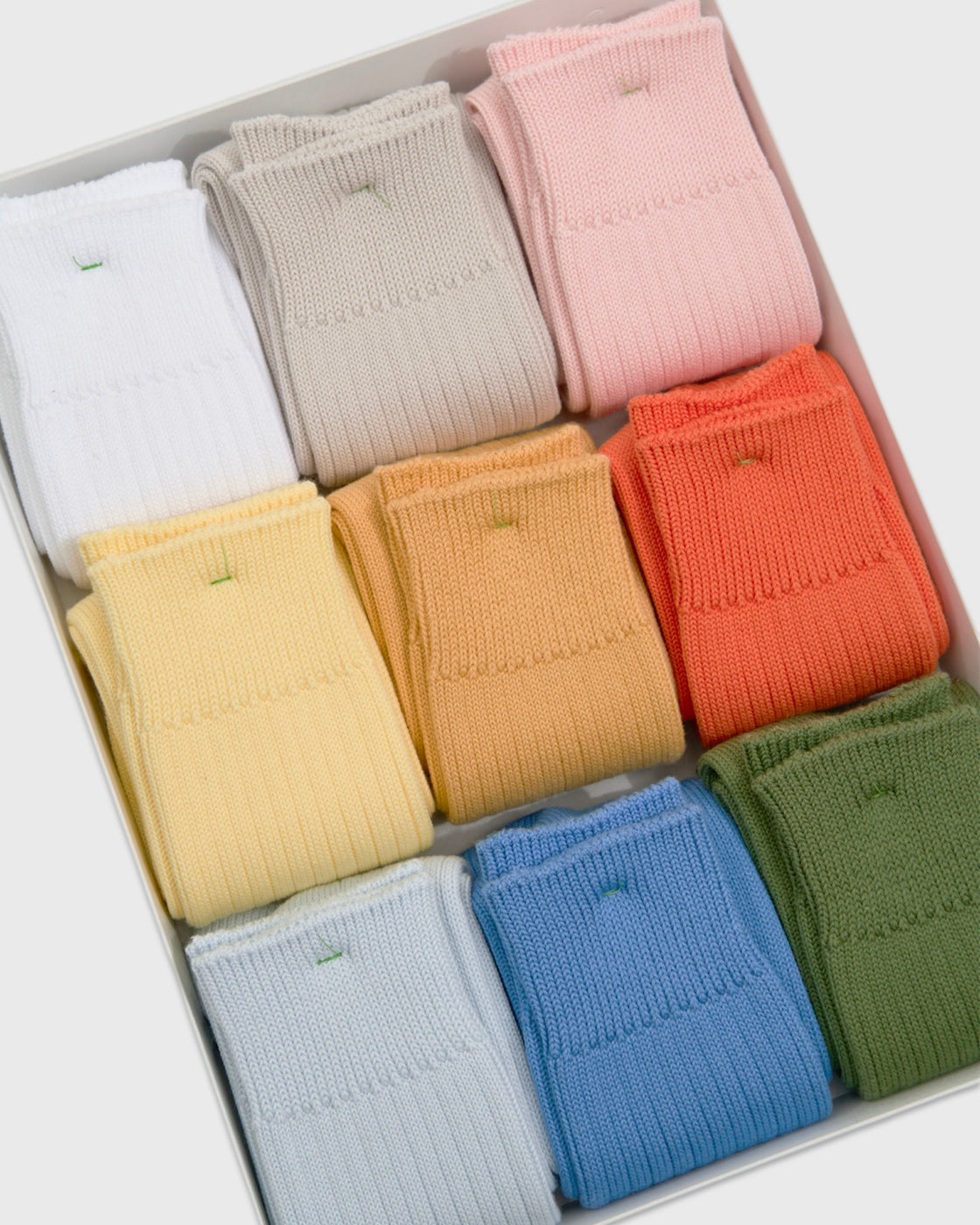 keylime Cotton Rib Socks, 9 Colors Gift Box